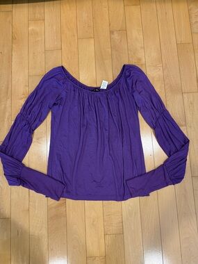 Vintage Woman’s Miss Sixty Relaxed Off-Shoulder Purple Peasant Blouse